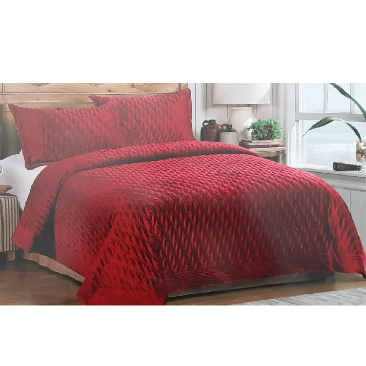 Bedspread 2 Pcs Set, Single Size, Color Burgandy, NSN-BSP-VLN-S-Y6 
